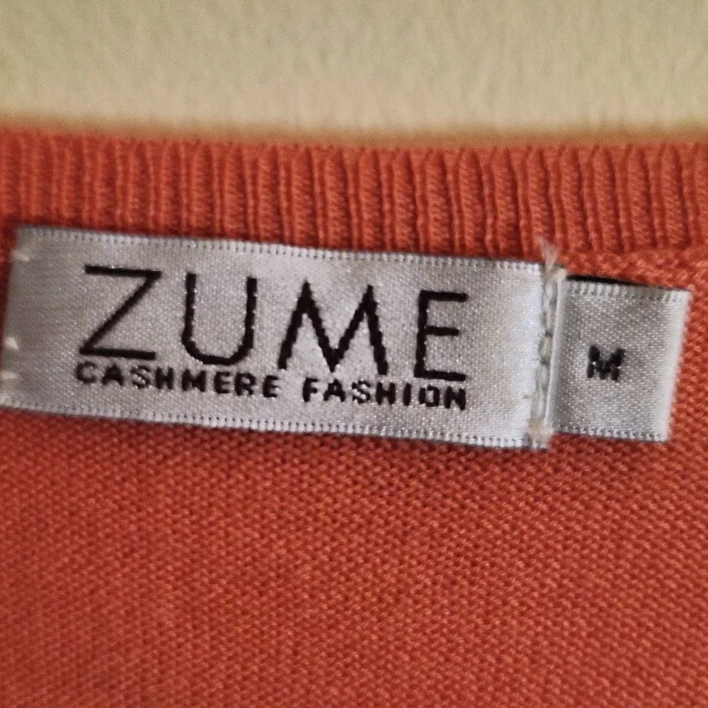 Zume Silk Cashmere Soft Orange Twin Sweater Set Size M